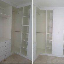 White Corner Cupboards with Double Hanging Rails
