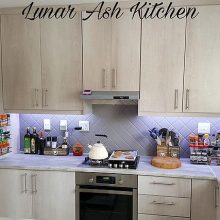 Lunar Ash Kitchen Style with backdrop lighting